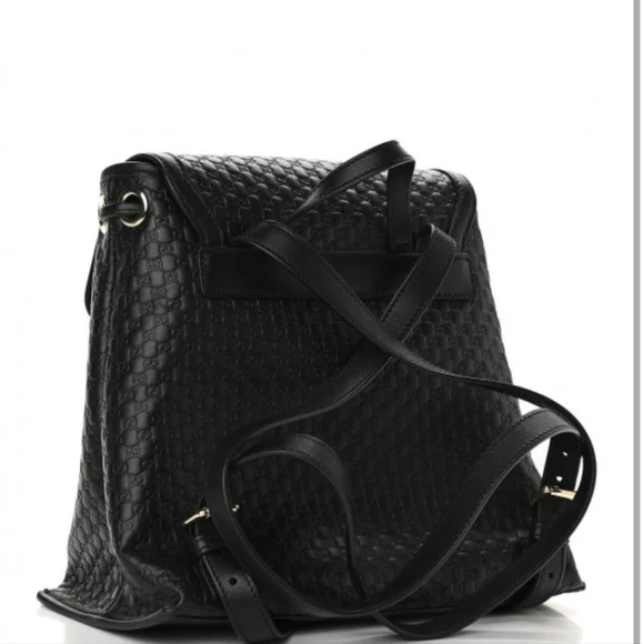 Gucci Black Microguccisma Backpack Purse - Picture 3 of 16